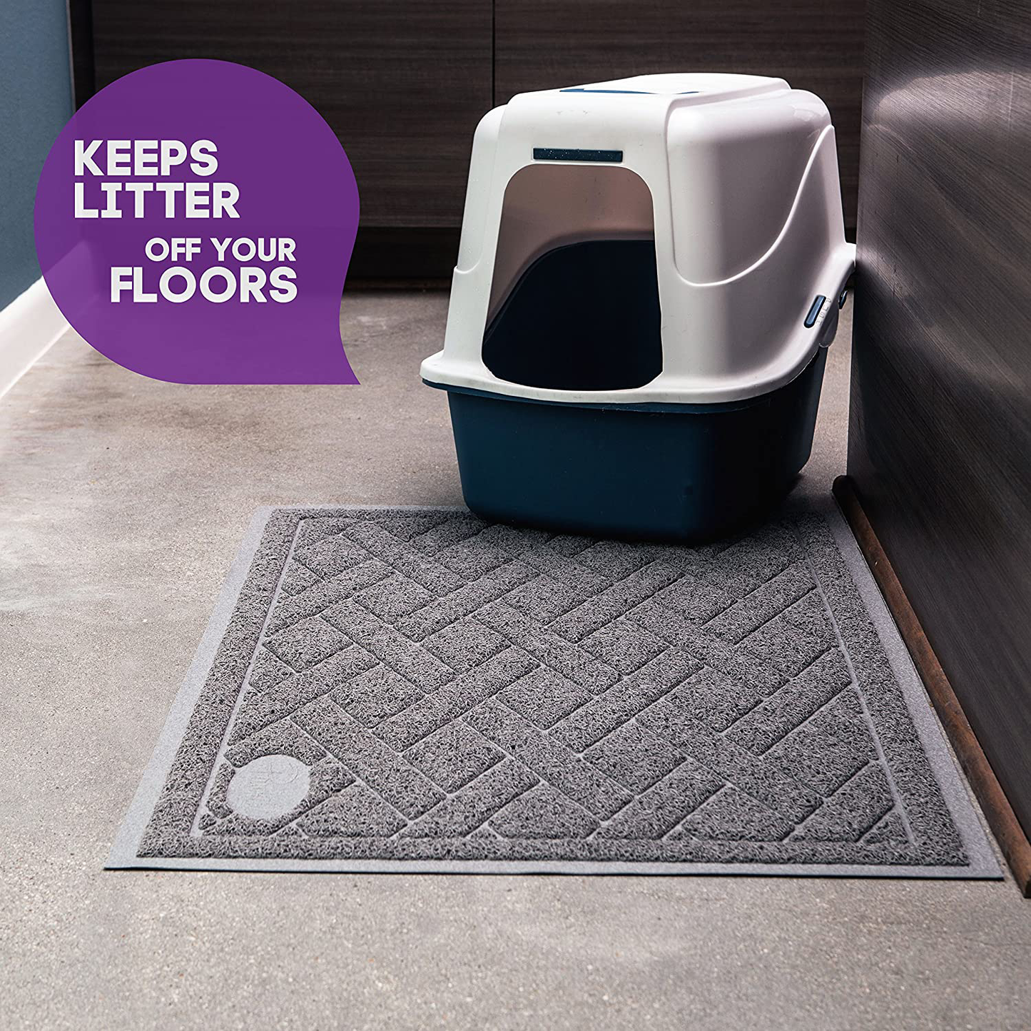 Pawkin Cat Litter Mat, Patented Design with Litter Lock Mesh, Durable, Easy to Clean, Soft, Fits under Litter Box, Litter Free Floors Animals & Pet Supplies > Pet Supplies > Cat Supplies > Cat Litter Box Mats Pawkin   