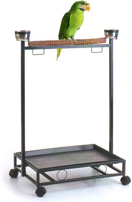 Mcage 39" Large Wrought Iron Parrot Bird Play Stand Play Gym Play Ground Rolling Stand *Black Vein* Animals & Pet Supplies > Pet Supplies > Bird Supplies > Bird Gyms & Playstands Mcage   