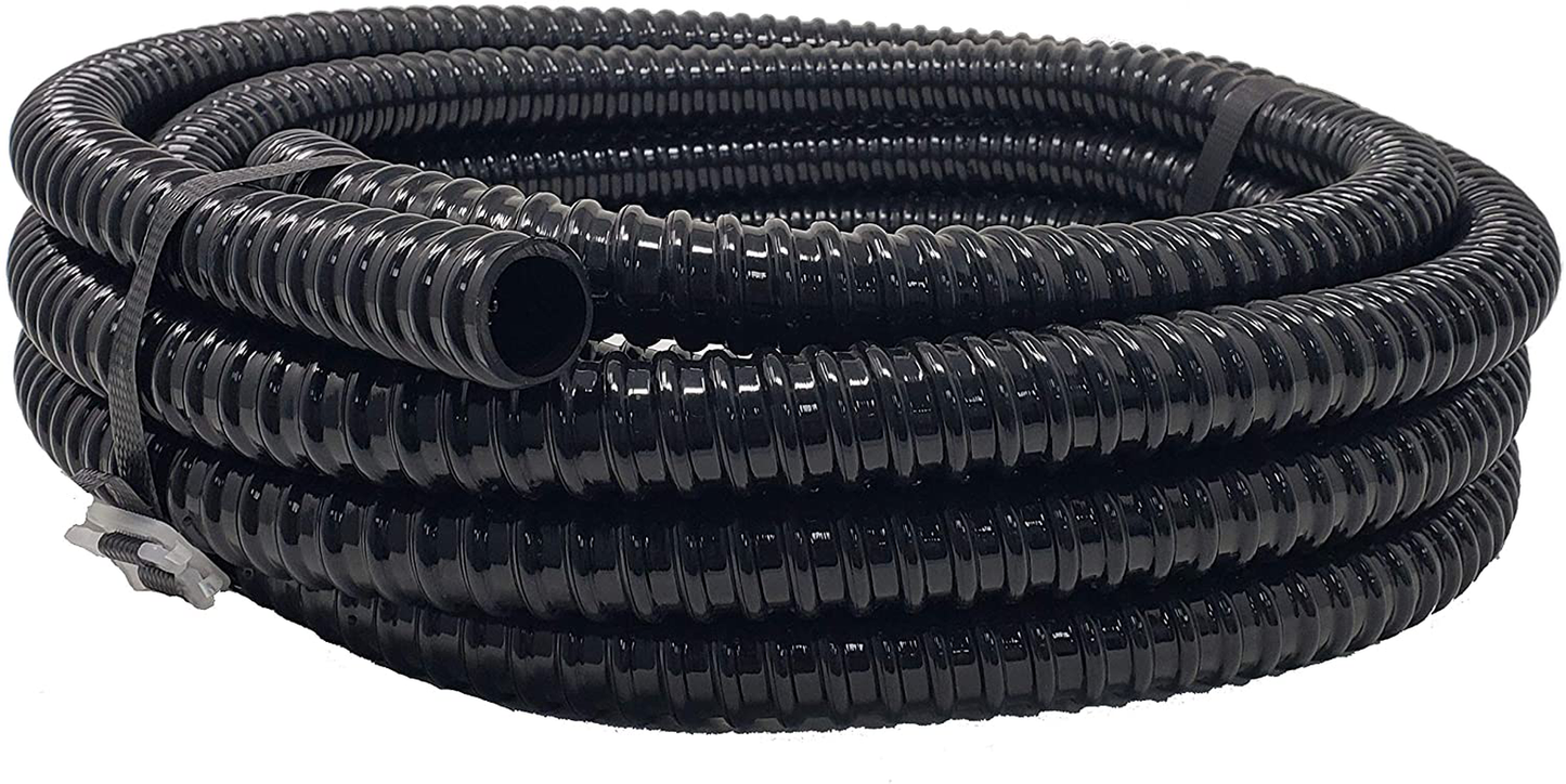 Sealproof 3/4" Dia Corrugated Pond Tubing 3/4-Inch ID, 20 FT Long, Black Kink Free Strong and Flexible Made in USA PVC Tubing