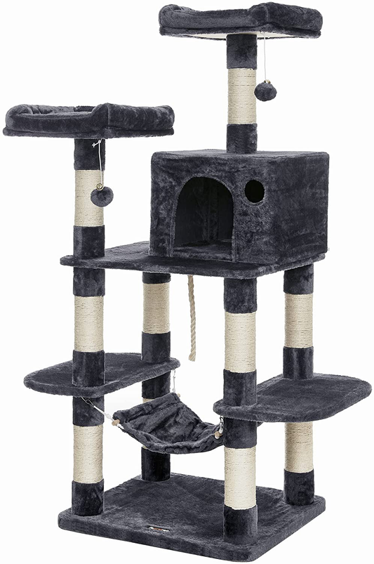 FEANDREA Multi-Level Cat Tree for Big Cats, Stable Cat Tower Animals & Pet Supplies > Pet Supplies > Cat Supplies > Cat Furniture FEANDREA Smoky Gray  