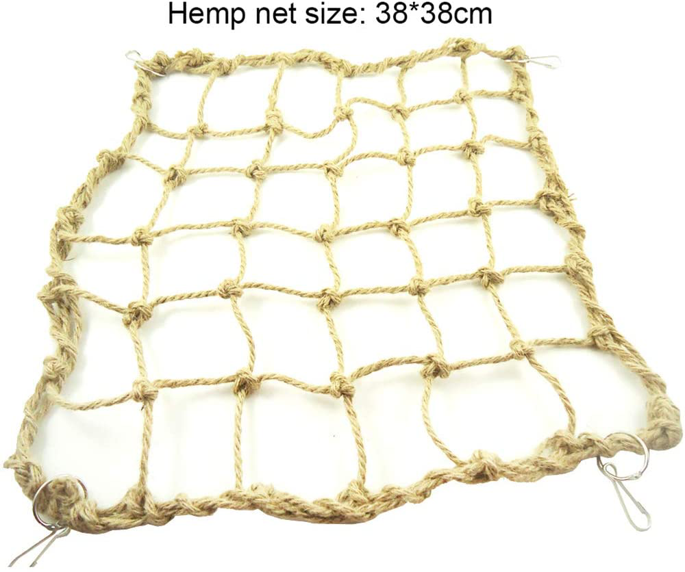 Parrot Climbing Net with 4 Hooks, Bird Cage Cotton Hemp Rope Ladder Play Gym Hammock Hanging Swing Net, Perch Toy Decor for Parakeet Grey African Cockatoo Macaw Parrotlet Animals & Pet Supplies > Pet Supplies > Bird Supplies > Bird Ladders & Perches N / A   