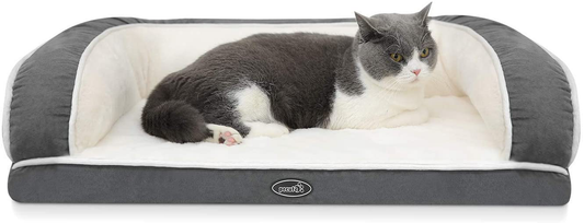 Orthopedic Pet Sofa Bed, Pecute Pillow Dog Bed with Egg Crate Foam, Plush Cat Couch Bed with Removable Washable Cover and Non-Skid Bottom, Suitable for Small Medium Large Dogs & Cats Animals & Pet Supplies > Pet Supplies > Cat Supplies > Cat Beds Pecute M (30x18x7in)  