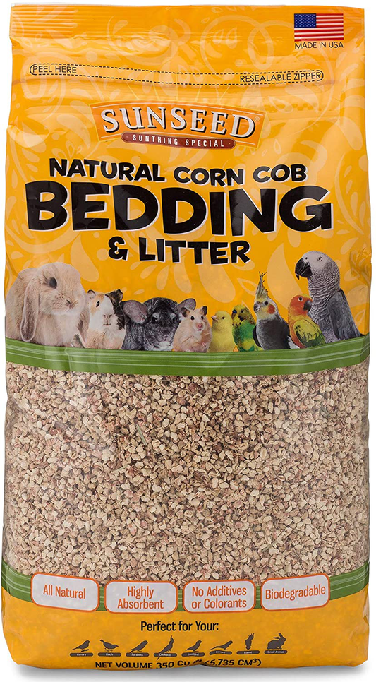 Sunseed Natural Corn Cob Bedding & Litter for Pet Birds and Small Animals – Made in USA – 350 Cubic Inches Animals & Pet Supplies > Pet Supplies > Small Animal Supplies > Small Animal Bedding Vitakraft Sun Seed   