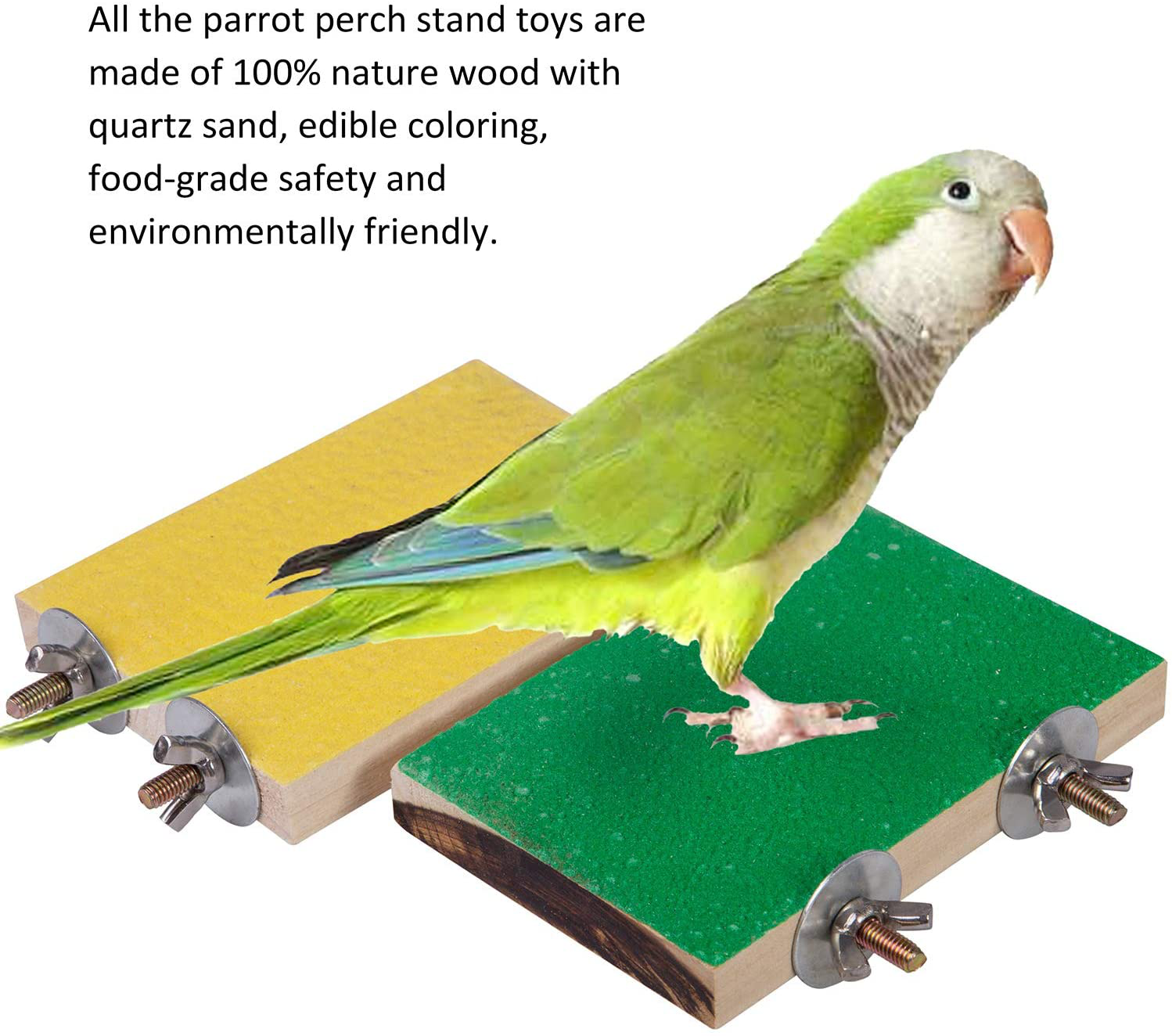 Petsvv 4 PCS Bird Perch Stand Toy, Wood Parrot Perch Stand Platform Paw Grinding Stick, Cage Accessories Exercise Toys Budgies Parakeet Cockatiel Conure Hamster Gerbil Rat Mouse