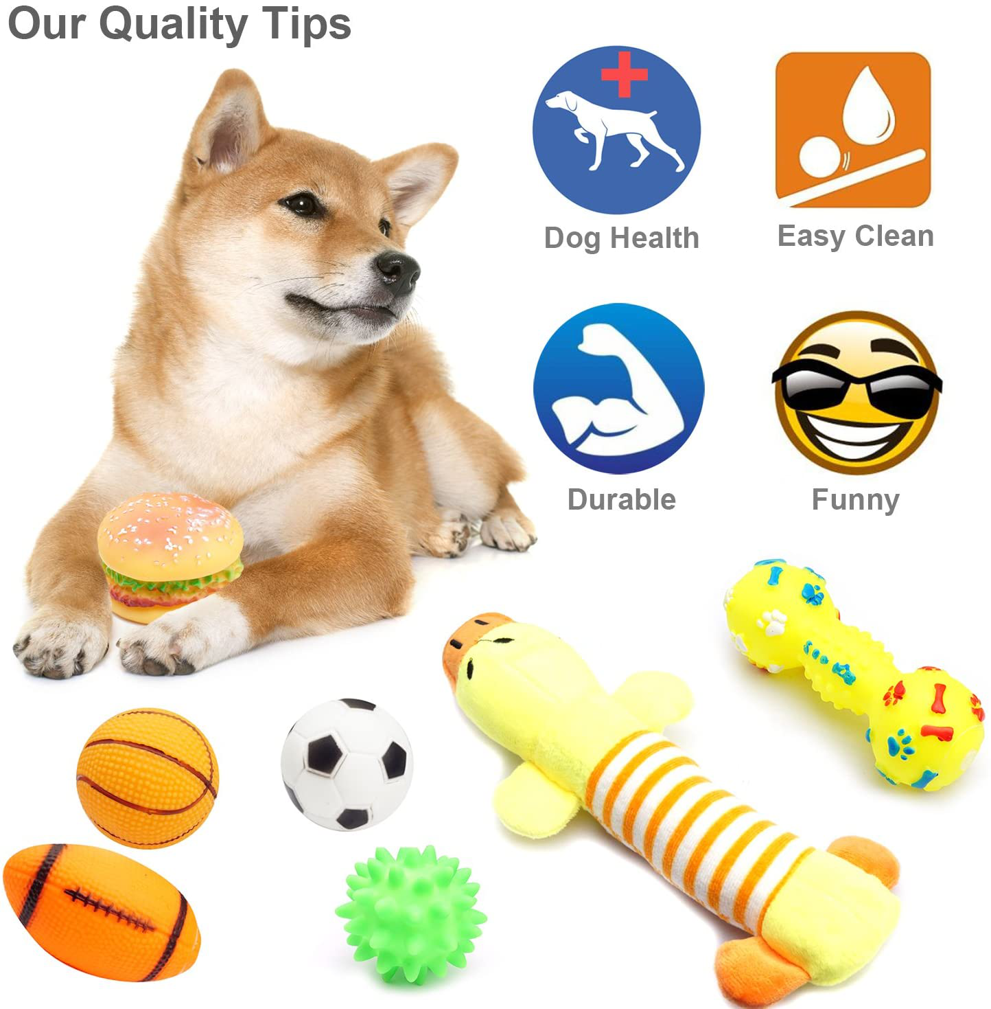 Durable Dog Toys For Aggressive Chewers - Squeaky Balls, Flying