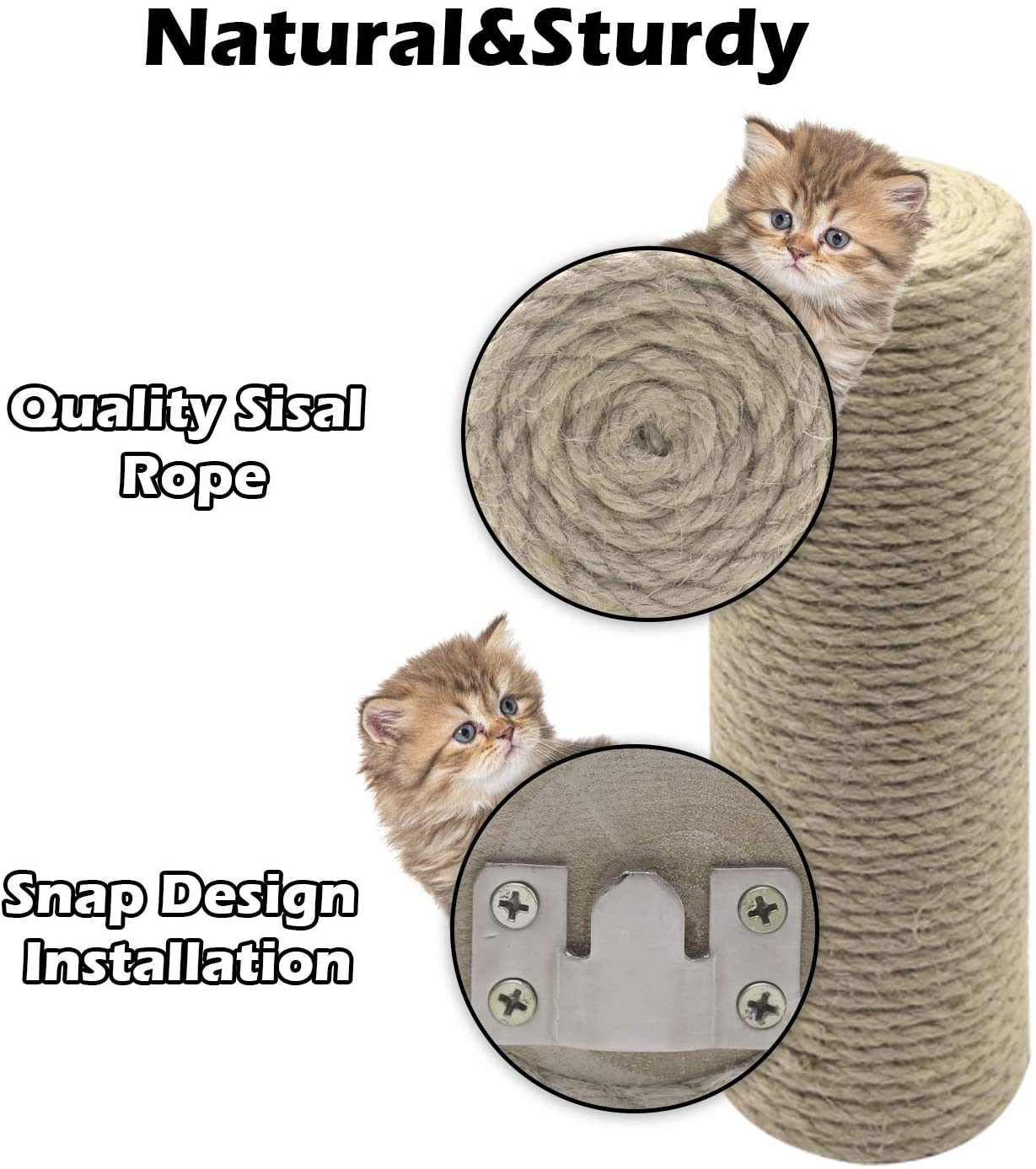 Vikiullf Wall Mount Cat Floating Steps - Set of 7 Cat Scratching Posts Shelves with Cat Hammock for Climbing Sleeping Playing Lounging Perching Cat Furniture, Wood with Sisal Rope (Natural) Animals & Pet Supplies > Pet Supplies > Cat Supplies > Cat Furniture Vikiullf   