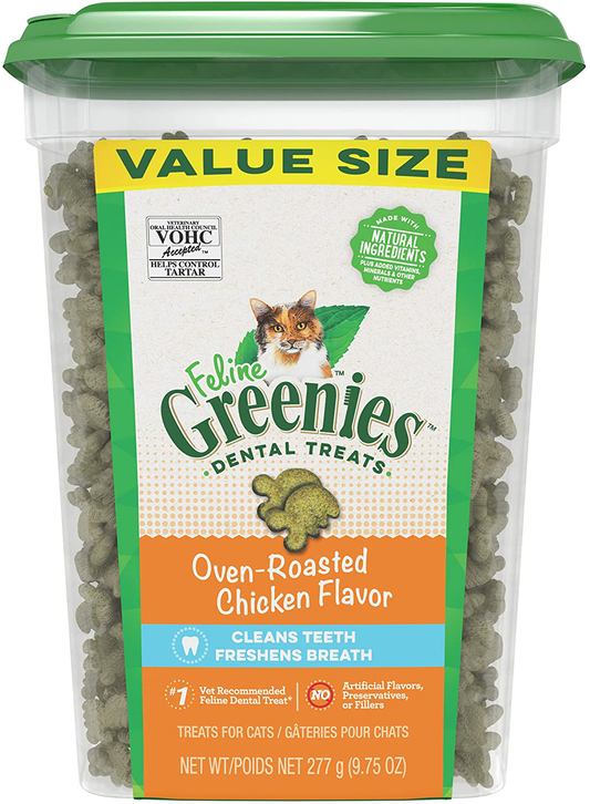 FELINE GREENIES Natural Dental Care Cat Treats, Chicken Flavor, All Bag Sizes