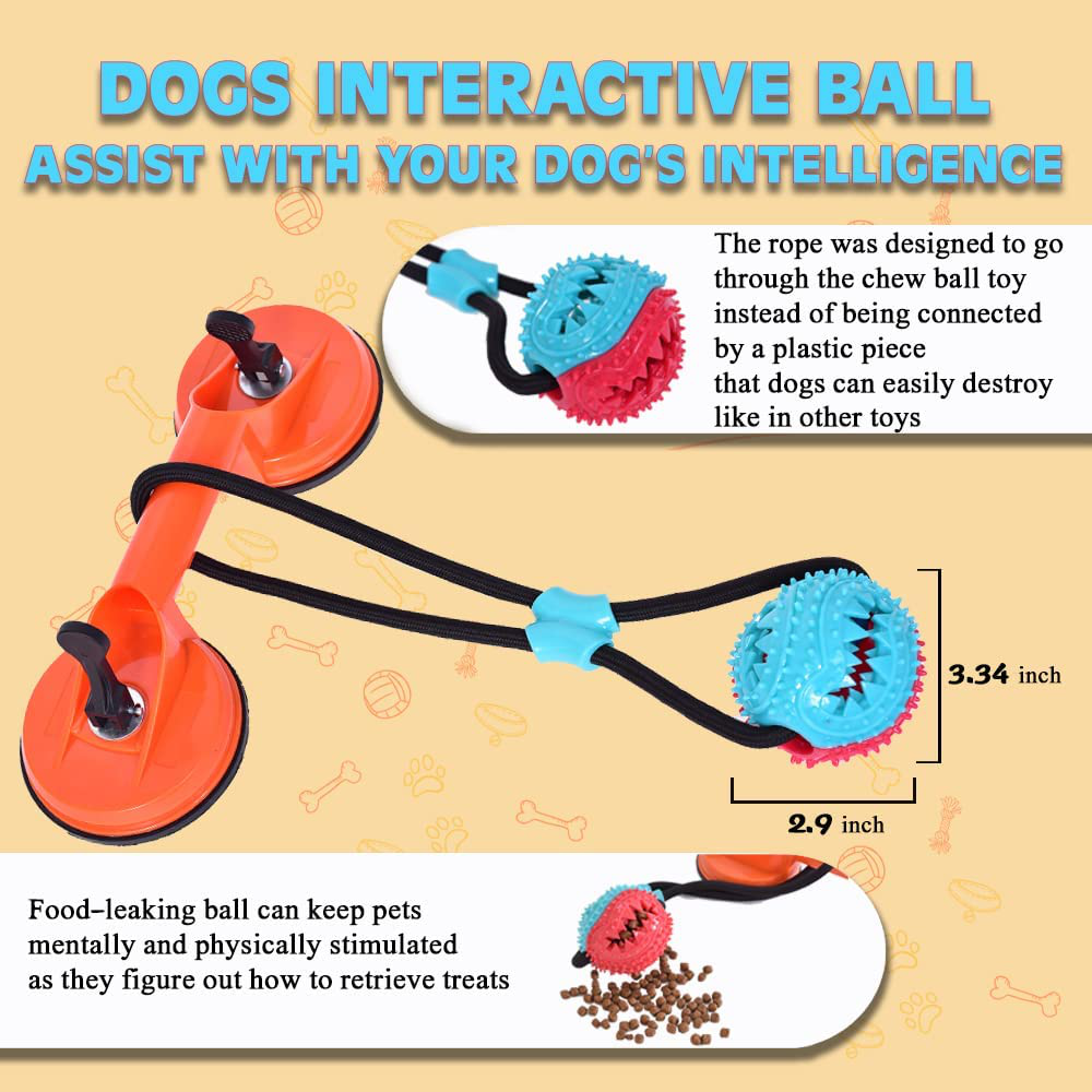 SELAPET Dog Toy Set of 2 Toys with Suction Cup - Tug of War Style