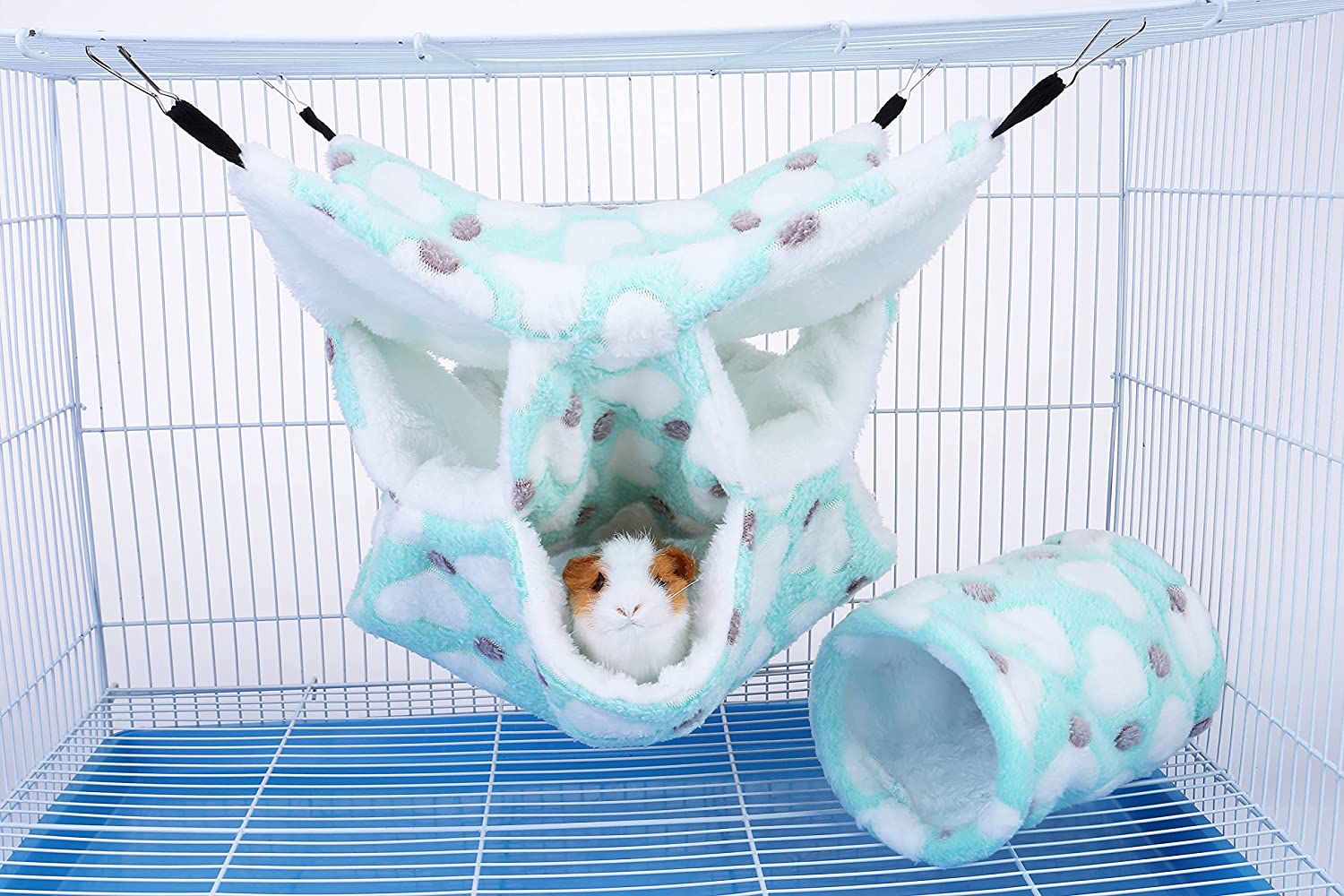 Filhome Hamster Guinea Pig Hammock and Tunnel Nest, Rat Ferret Small Animal Bed Sleep Sack Cage Accessories for Sugar Glider Squirrel Animals & Pet Supplies > Pet Supplies > Small Animal Supplies > Small Animal Bedding Filhome   