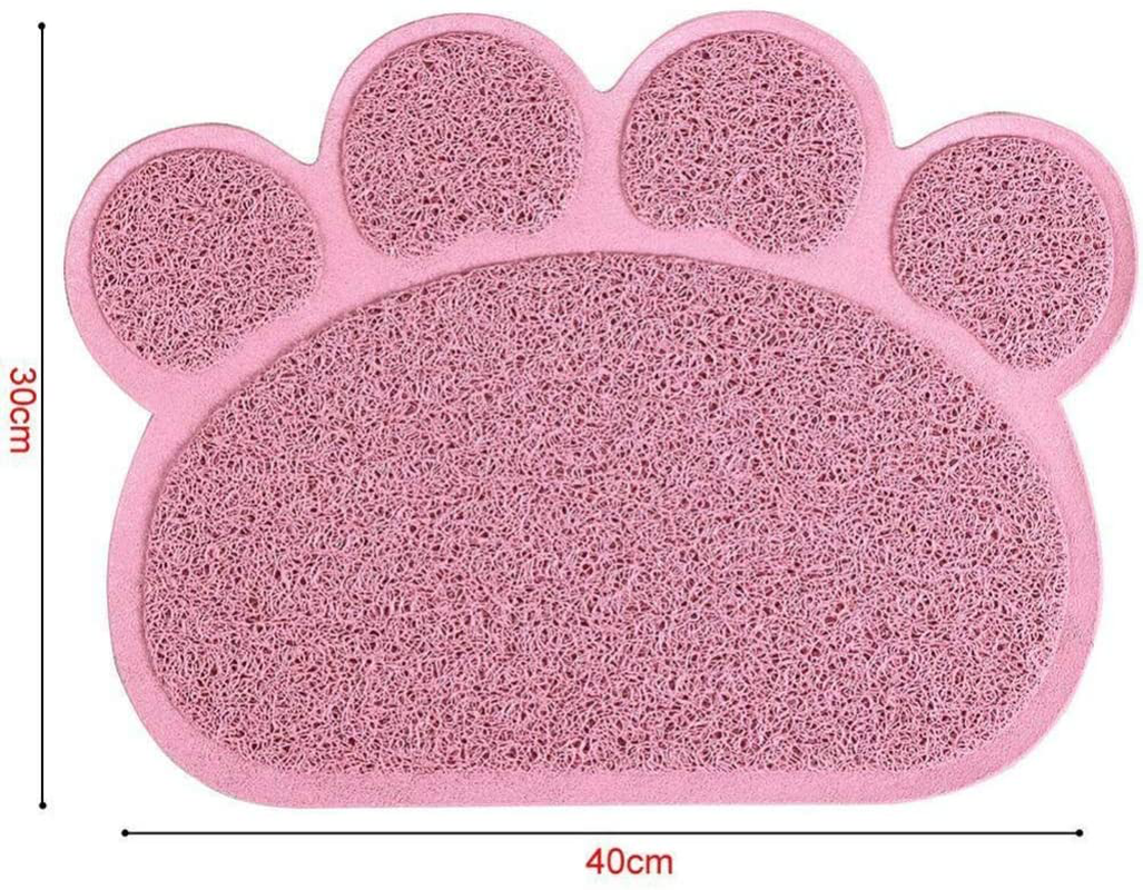 UEETEK Cat Litter Mat Non-Slip Pet Paw Shape Mat Pet Dog Cat Puppy Kitten Dish Bowl Food Water Placemat Mat 3040Cm (Pink) Animals & Pet Supplies > Pet Supplies > Cat Supplies > Cat Litter Box Mats UEETEK   