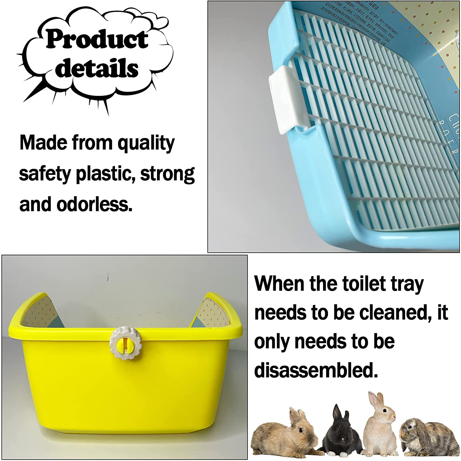 Kathson Bunny Litter Box Pets Toilet Small Animal Potty Trainer Corner Litter Bedding Box Plastic Square Cage Box Pet Pan for Guinea Pig/Hamter/Ferret/Galesaur Animals & Pet Supplies > Pet Supplies > Small Animal Supplies > Small Animal Bedding kathson   