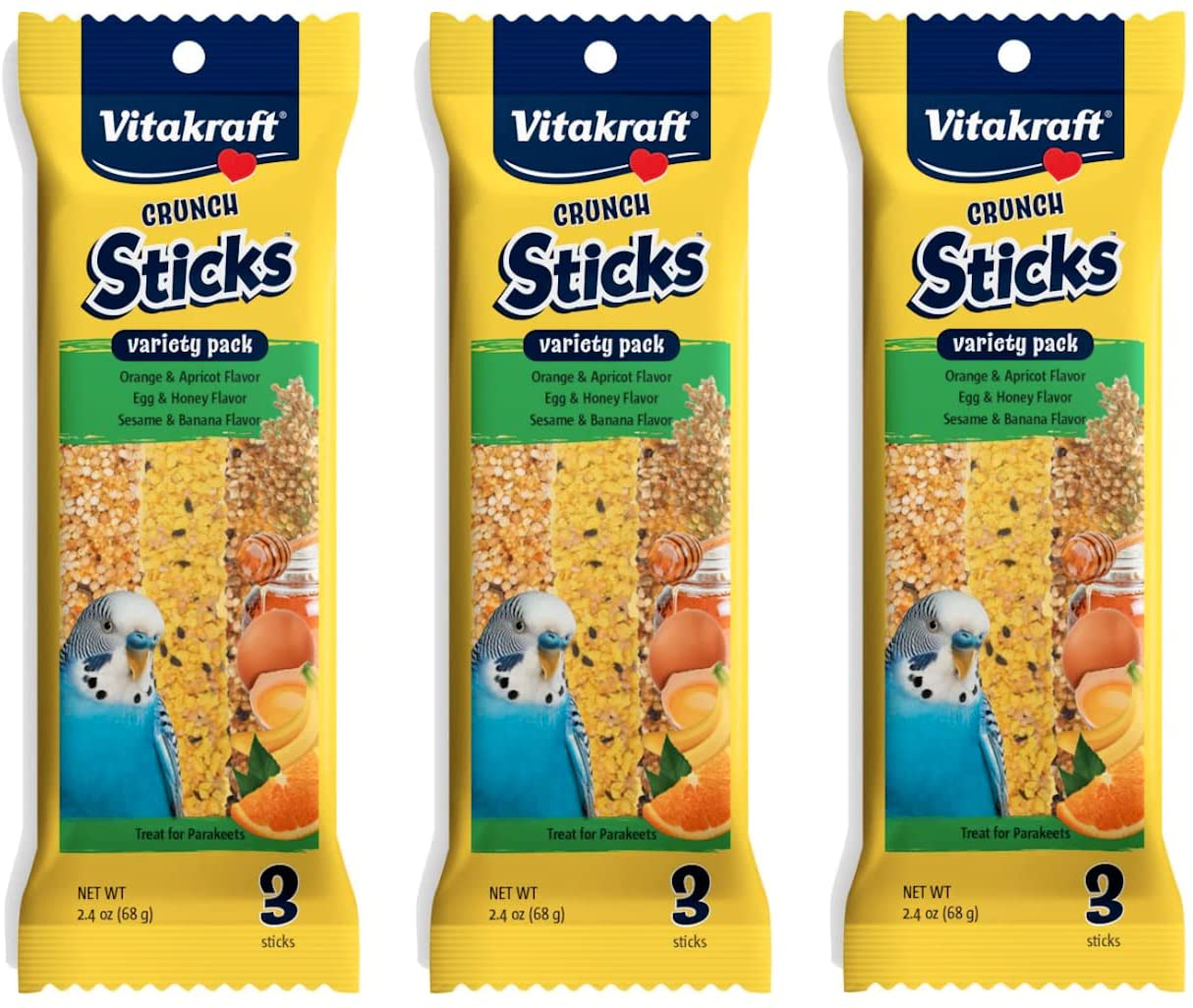 Vitakraft Kracker Crunch Treat Sticks Variety Pack for Parakeets - 3 PACK Animals & Pet Supplies > Pet Supplies > Bird Supplies > Bird Treats Vitakraft   