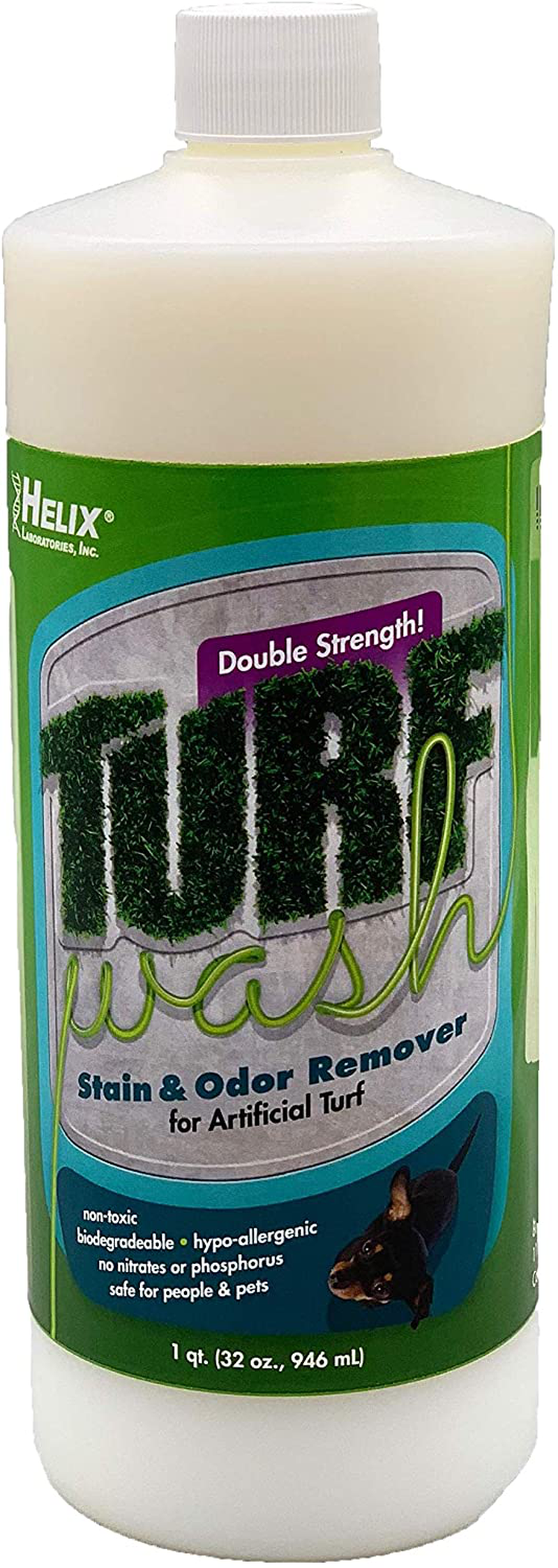 Pet Odor Eliminator and Stain Remover for Artificial Astroturf Patio Carpet Concrete Soil Rubber Matting Synthetic Lawn Kennel Dog Run. Turfwash Enzyme Deodorizer Eliminates Urine Feces Destroys Odors