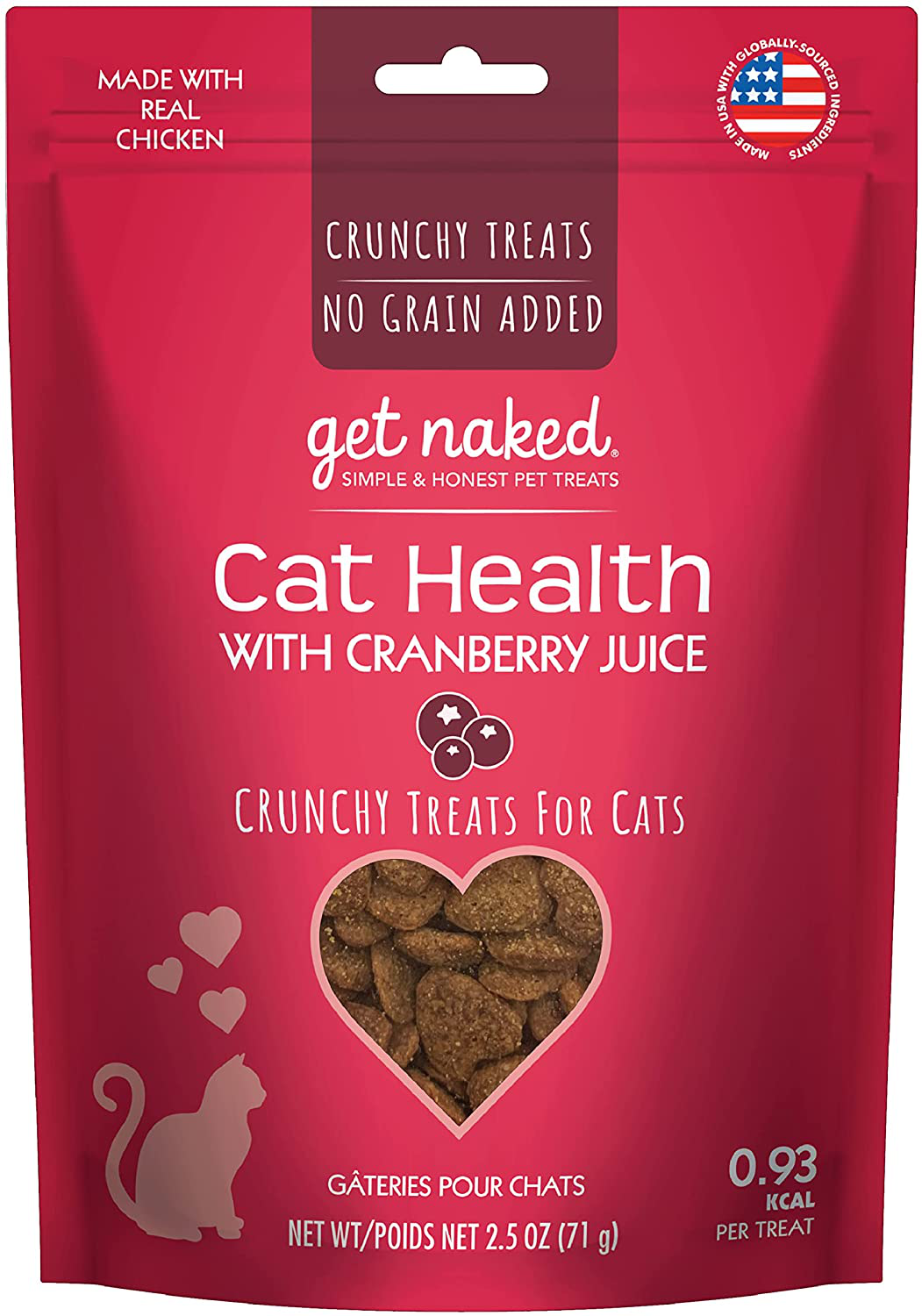 Get Naked Urinary Health Crunchy Treats for Cats, Cranberries, (1 Pouch), 2.5 Oz