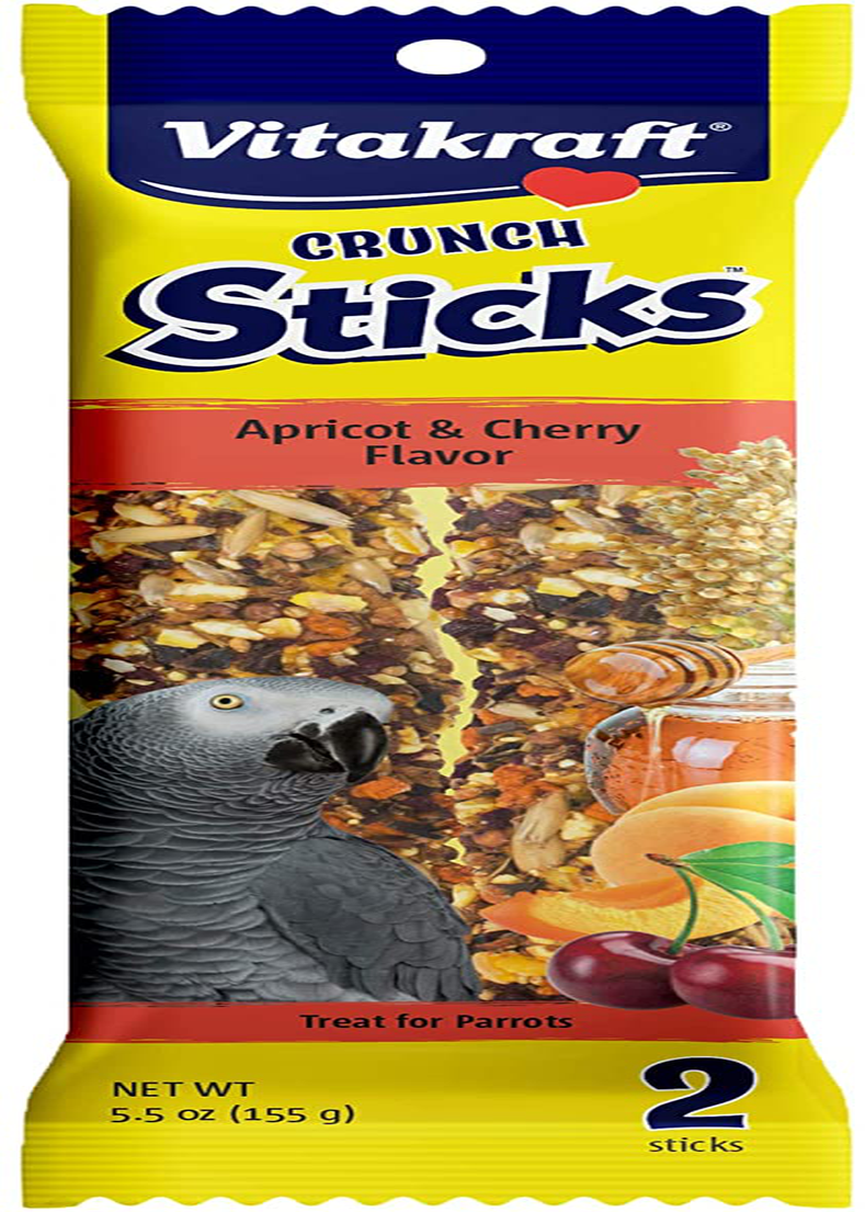 Vitakraft Crunch Sticks Apricot & Cherry Flavor Bird Treat for Parrots (2 Sticks), 5.5 Oz (31689) Animals & Pet Supplies > Pet Supplies > Bird Supplies > Bird Treats Vitakraft   