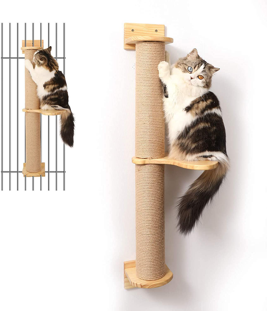 FUKUMARU Cat Activity Tree with Scratching Posts, Wall Mounted Jute Scratcher Pine Hammock Animals & Pet Supplies > Pet Supplies > Cat Supplies > Cat Furniture FUKUMARU   