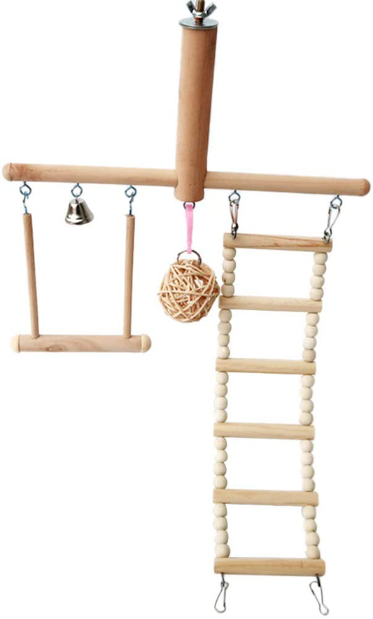 Bird Cage Stand Play Gym Conure Perch Playground Climbing Ladder Swing Rattan Ball Chew Toys for Lovebirds Budgies