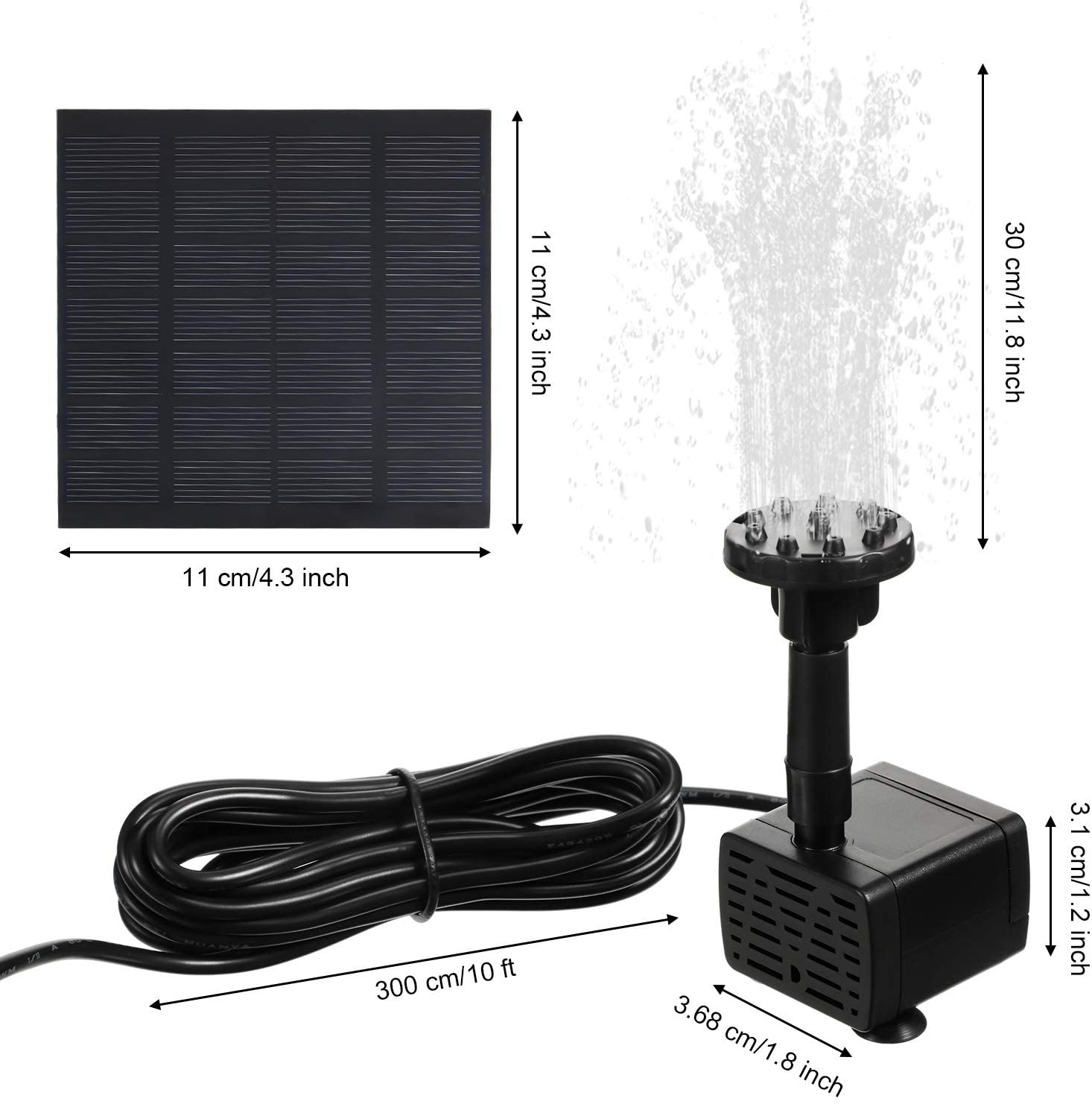 Solar Fountain Pump 1.5W 200L/H Solar Powered Panel Water Pump Garden Floating Pump with 6 Nozzles, Silicone Clear Tubing for Garden, Pool, Pond, Aquarium, Fountain Supplies Animals & Pet Supplies > Pet Supplies > Fish Supplies > Aquarium & Pond Tubing Mudder   