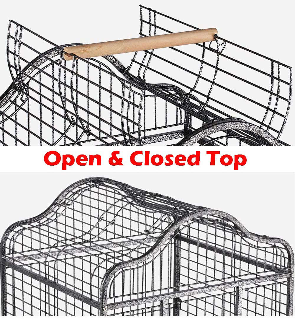 Mcage 63" Large Elegant Durable Open Top Perch Stand Parrot Bird Wrought Iron Rolling Cage for Cockatoo Cockatiels Animals & Pet Supplies > Pet Supplies > Bird Supplies > Bird Cages & Stands Mcage   