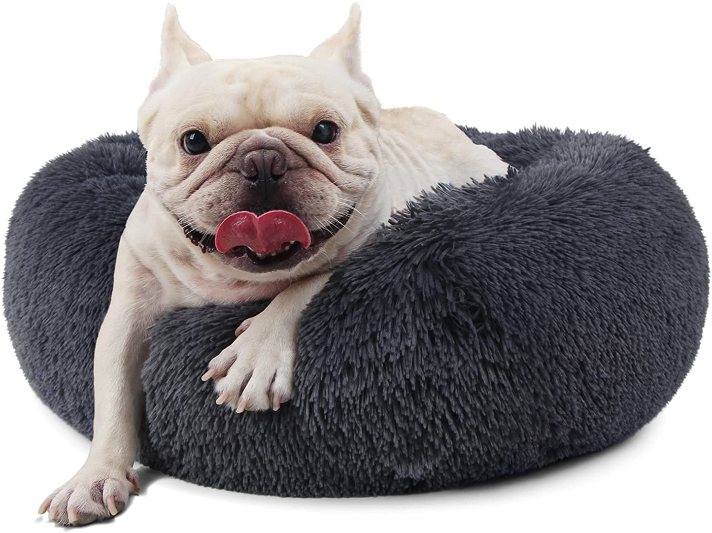Dog Bed for Small Medium Large Extra Large Dogs Faux Fur Calming Deep Sleep Self Warming for 10 - 150 Lbs Puppy Cats Dog Pet Animals & Pet Supplies > Pet Supplies > Dog Supplies > Dog Beds nononfish Dark Grey M-23 Inch 