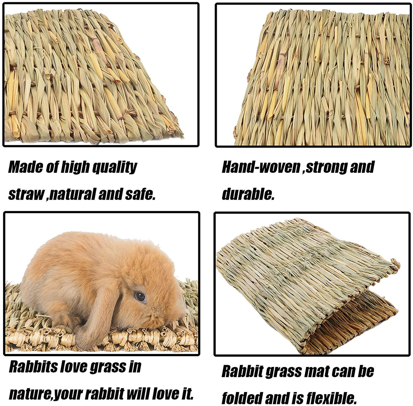 Tfwadmx Rabbit Grass Mat,16.5''X11'' Large Small Animal Natural Woven Straw Bed Hay Sleeping Nest Cage Chew Play Toy for Chinchilla Guinea Pig Ferret Bunny Hamster Rat- Animals & Pet Supplies > Pet Supplies > Small Animal Supplies > Small Animal Bedding Tfwadmx   