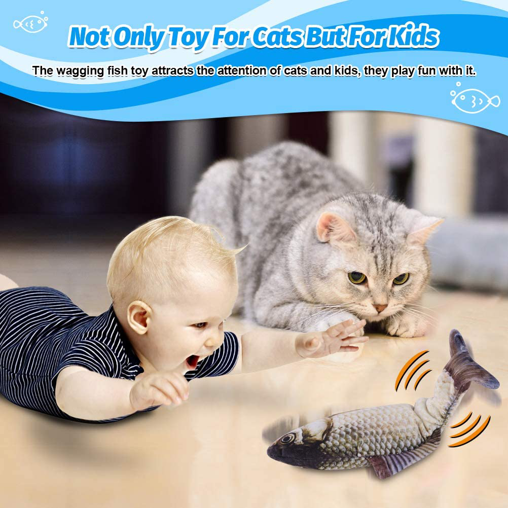 Floppy Fish Cat Toy, Realistic Flopping Fish Cat Toy, Lifetime Replacement, Interactive Cat Toys for Indoor Cats, Kitten Toys, Moving Fish Cat Catnip Toy, Cat Chew Toy, Automatic Cat Kicker Toy