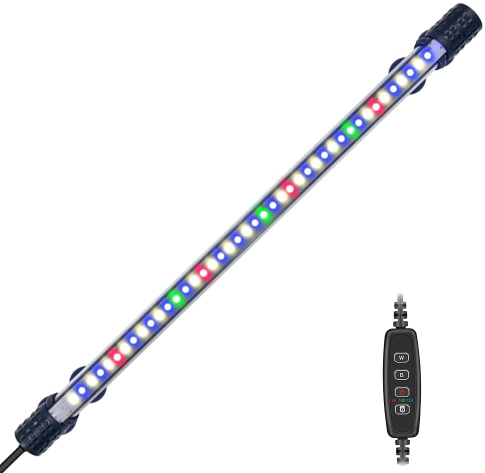 Submersible LED Aquarium Light,Fish Tank Light with Timer Auto On/Off Dimming Function,3 Light Modes Dimmable&4-Color Lamp Beads,10 Brightness Levels Optional&3 Levels of Timed Loop 30LEDS-RGB 11.5'' Animals & Pet Supplies > Pet Supplies > Fish Supplies > Aquarium Lighting Varmhus Rgb (Red, Green, Blue) 15'' Timmer&Dimmer 