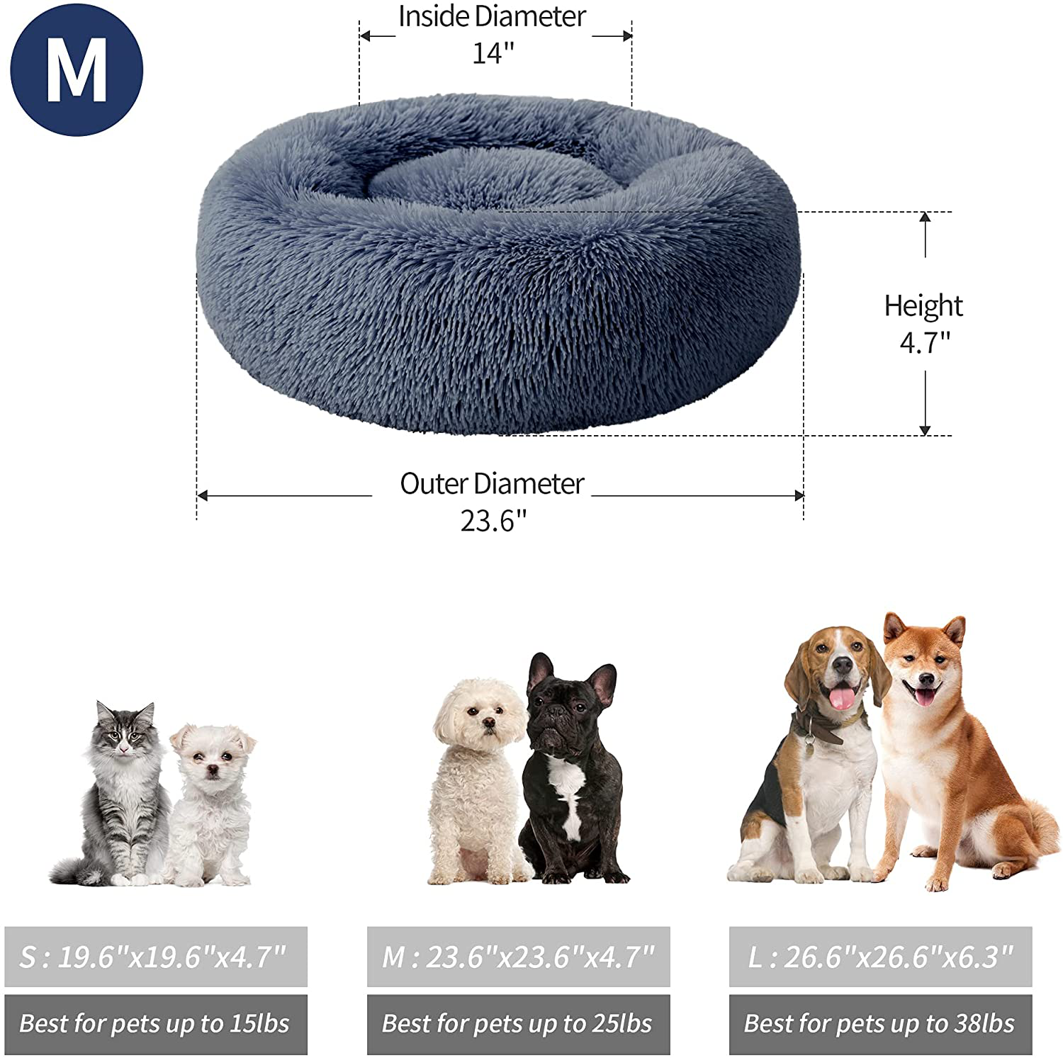 Love'S Cabin Cat Beds for Indoor Cats - Cat Bed with Machine Washable, Waterproof Bottom - Fluffy Dog and Cat Calming Cushion Bed for Joint-Relief and Sleep Improvement Animals & Pet Supplies > Pet Supplies > Cat Supplies > Cat Furniture Love's cabin   