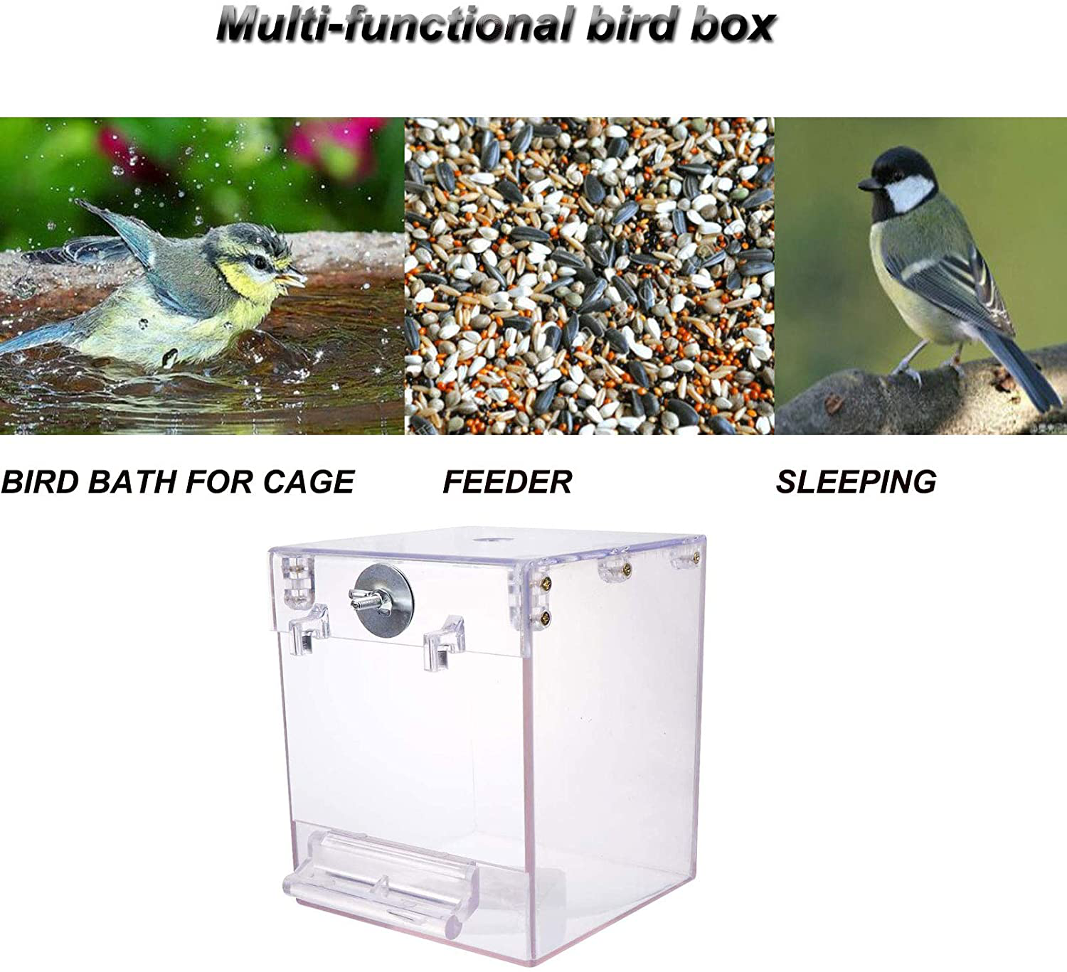 Chenming Bird Bath for Cage,Parrot Birdbath Shower Accessories,No-Leakage Design Hanging Bathtub Tube Shower Box Bowl Cage Accessory for Pet Birds Canary Lovebirds Budgies Animals & Pet Supplies > Pet Supplies > Bird Supplies > Bird Cage Accessories chenming   