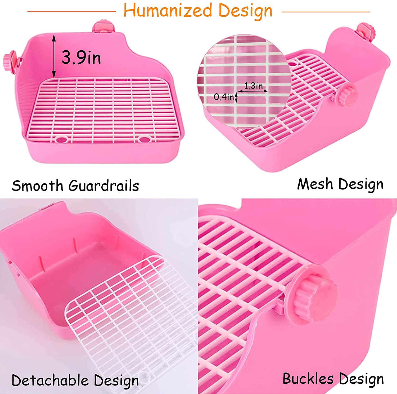 PINVNBY Rabbit Litter Box for Cage Bunny Corner Litter Bedding Box Small Animal Litter Pan Hanging Pet Bowls Cage Potty Trainer Pet Toilet for Rabbit Bunny Guinea Pigs Chinchilla Ferret Small Animals
