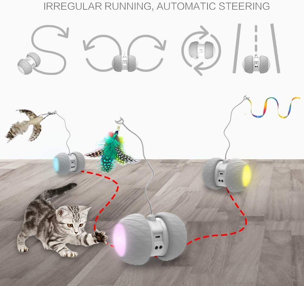 Petdroid Boltz Robotic Cat Toy Interactive,Attached with Feathers/Birds/Mouse Toys for Cats/Kitten,Large Capacity Battery/All Floors Available Animals & Pet Supplies > Pet Supplies > Cat Supplies > Cat Toys PetDroid   
