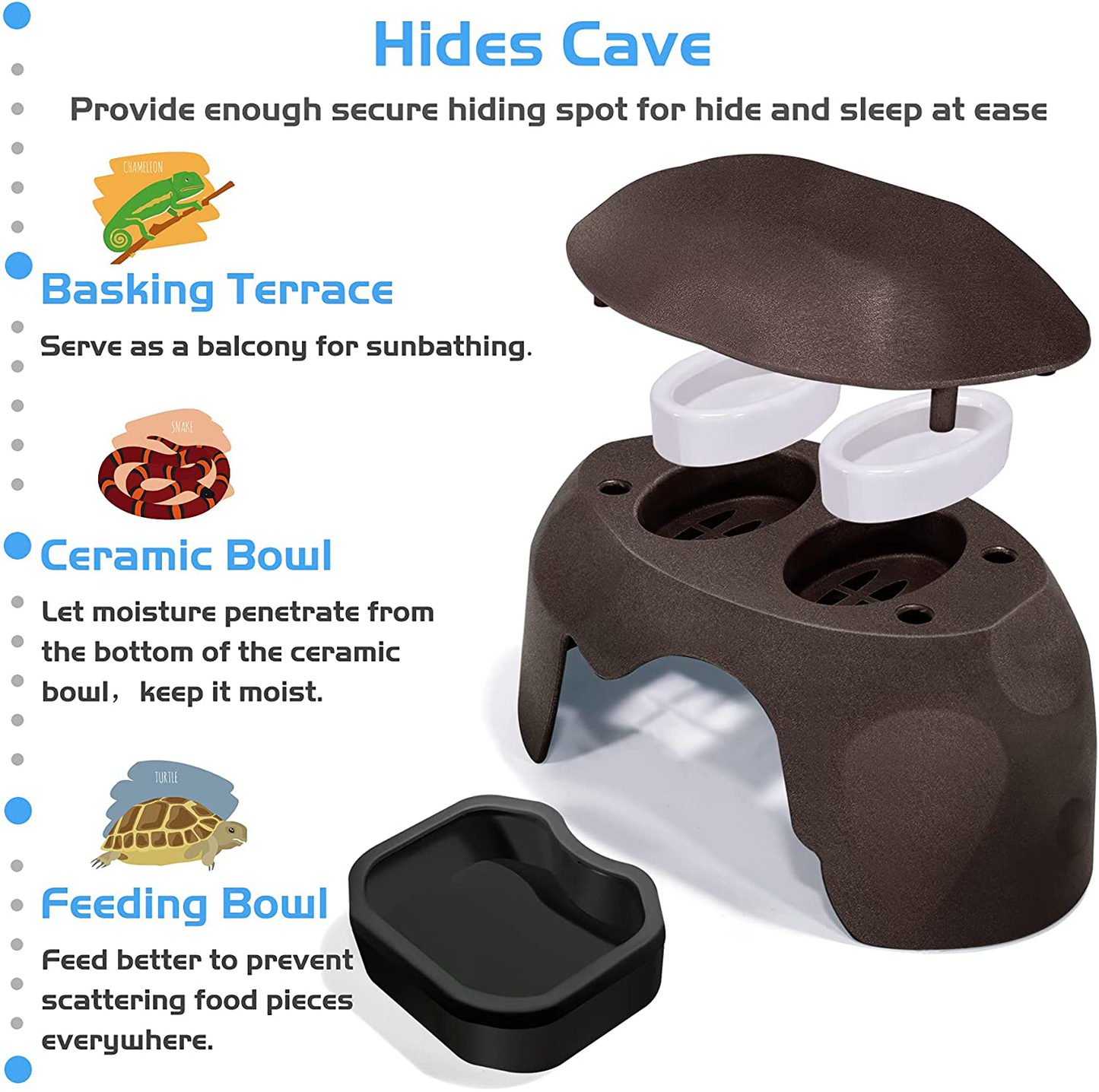 Fischuel Reptile Hides Humidification Cave Help Your Pets Shedding, a Damp Hideout with Natural Rock Designto, Suitable for Bearded Dragons Lizards Leopard Gecko Spiders Turtles and Snakes Animals & Pet Supplies > Pet Supplies > Reptile & Amphibian Supplies > Reptile & Amphibian Habitat Heating & Lighting Fischuel   