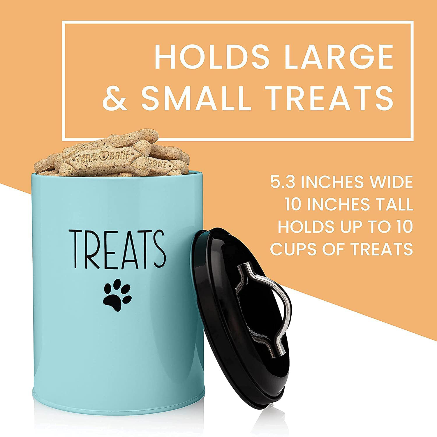 JRW Design Dog and Cat Treat Container plus 2 Bone-Shaped Cookie Cutters - Farmhouse Dog Treat Holder Jar - Durable Dog Biscuit Tin Canister, Great Gift for Pet Owners - Stylish Dog Treat Jar Animals & Pet Supplies > Pet Supplies > Small Animal Supplies > Small Animal Treats JRW Design   