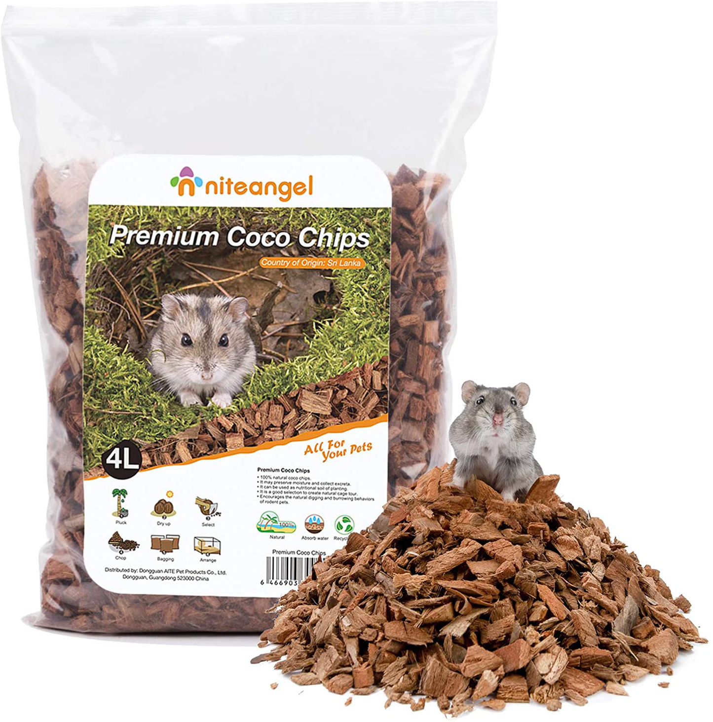 Niteangel Coco Peat & Chips Dry Digging & Burrowing Base for Rodent Pets