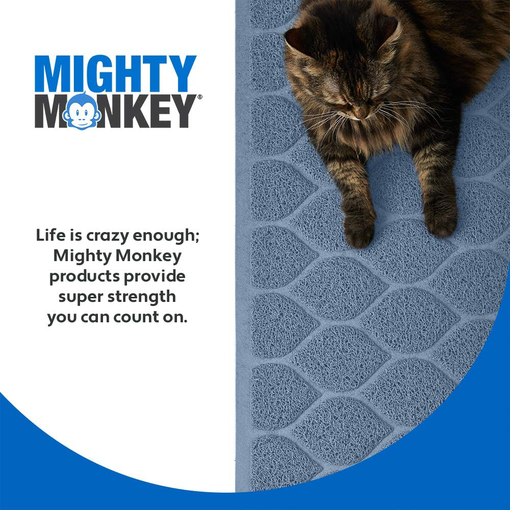 Mighty Monkey Durable Easy Clean Cat Mat, Litter Catching Mats, Great Scatter Control, Keep Floors Clean, Soft on Sensitive Kitty Paws, Cats Necessities, Large Size, Slip Resistant, 35X23, Light Blue Animals & Pet Supplies > Pet Supplies > Cat Supplies > Cat Litter Box Mats MIGHTY MONKEY   