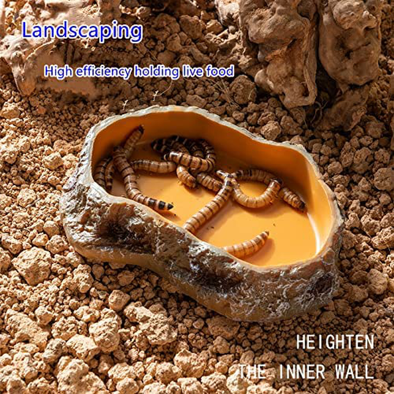 Runxf Extra Large Simulation Rock Reptile Feeding Bowls Resin Corn Snake Ball Python Iguana Bearded Dragon Tortoise Food Water Dish Bathing Bowl Habitat Accessories, 9.5 Inch X 6 Inch Animals & Pet Supplies > Pet Supplies > Reptile & Amphibian Supplies > Reptile & Amphibian Habitat Accessories RunXF   