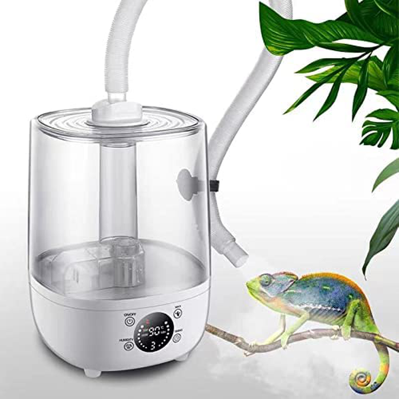 Reptile Humidifier , Smart Touch Timing Adjust Humidity Reptile Humidifier Atomizer with Double Extension Tube/Hose, Suitable for All Kinds of Reptiles/Amphibians (4L)