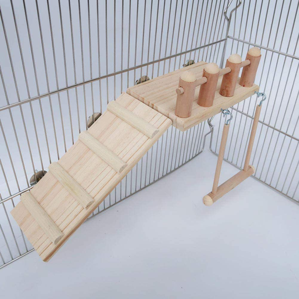 Bird Perches Cage Toys Bird Wooden Play Gyms Stands with Climbing Ladder, Parrot Play Stand and Bird Swing Conure for Green Cheeks, Baby Lovebird, Chinchilla, Hamster, Bird Cage Chewing Toys Sets Animals & Pet Supplies > Pet Supplies > Bird Supplies > Bird Cage Accessories ADNIKIA   