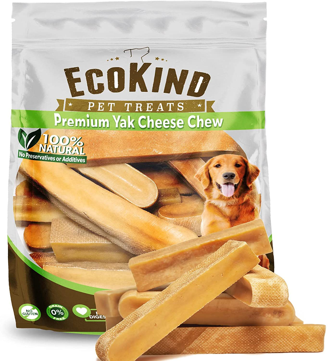 Ecokind Pet Treats Gold Yak Dog Chews | Grade a Quality, Healthy & Safe for Dogs, Odorless, Treat for Dogs, Keeps Dogs Busy & Enjoying, Indoors & Outdoor Use Animals & Pet Supplies > Pet Supplies > Dog Supplies > Dog Treats EcoKind Pet Treats 2 lb. Bag  