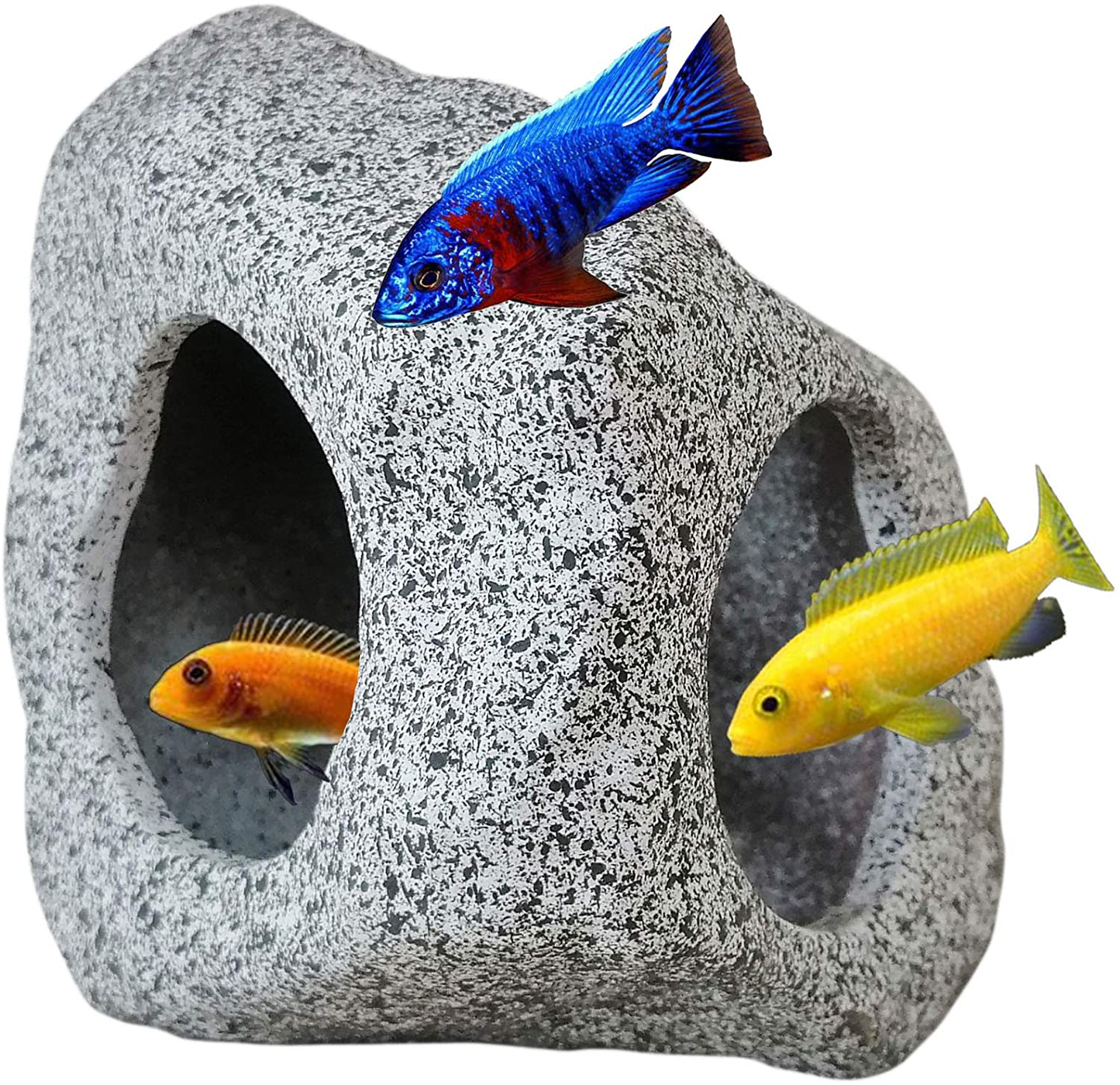 Springsmart Aquarium Hideaway Rock Cave for Aquatic Pets to Breed, Play and Rest, Safe and Non-Toxic Ceramic Fish Tank Ornaments, Decor Stone for Betta Animals & Pet Supplies > Pet Supplies > Fish Supplies > Aquarium Decor SpringSmart   