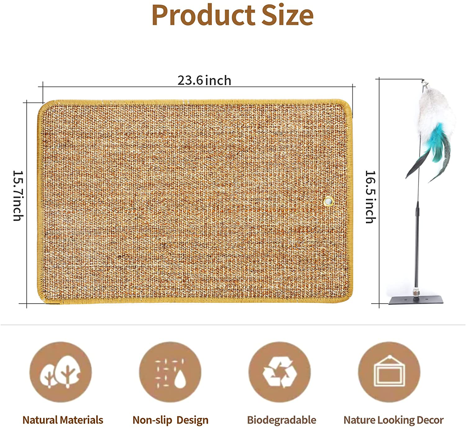 JOEJOY Cat Scratch Pad , 23.6 X 15.7 Inch Natural Sisal Cat Scratching Pad, Cat Scratcher Mat,Protect Couch Carpets and Furniture Animals & Pet Supplies > Pet Supplies > Cat Supplies > Cat Furniture JOEJOY   