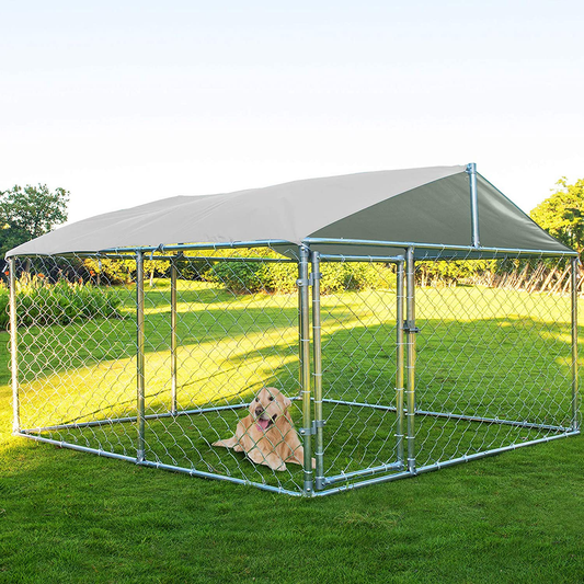 MAGIC UNION Dog Kennel Outdoor Metal Dog Cage outside Dog Fence Pet Enclosure Fencing with Water-Resistant Cover Roof Backyard Dog Run House (Basic) Animals & Pet Supplies > Pet Supplies > Dog Supplies > Dog Houses MAGIC UNION   
