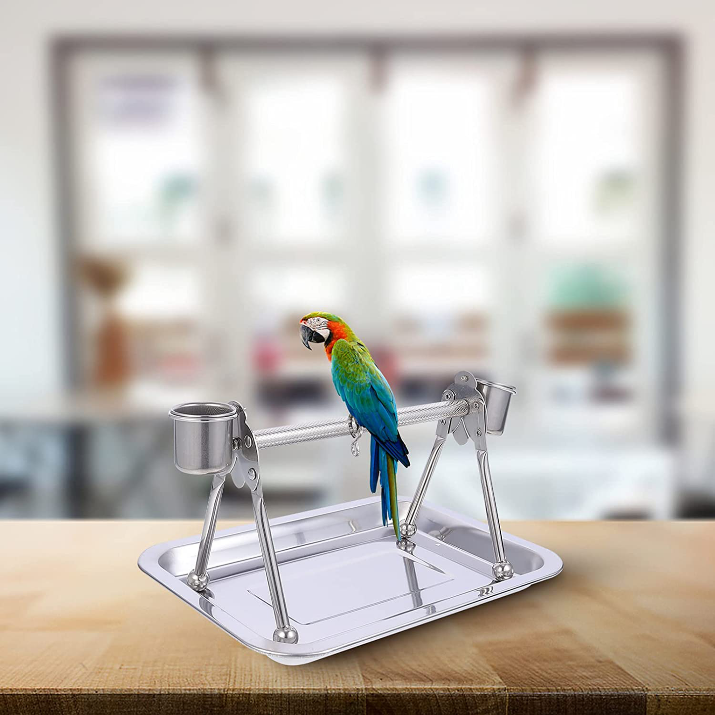 Balacoo Parrot Playstand Bird Playground Birdcage Metal Perch Stand Nest Play Stand Gym for Conures Parakeet Macaw African Silver Animals & Pet Supplies > Pet Supplies > Bird Supplies > Bird Gyms & Playstands balacoo   