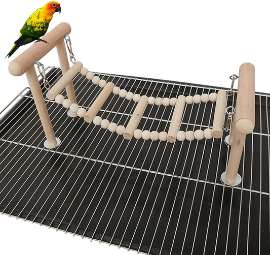 Kathson Bird Perches Stand Toy, Parrot Swing Climbing Ladder Toys, Birdcage Top Play Gyms Playground Stands Wooden Perch for Parakeet, Cockatiel, Lovebirds, Conure and Finches Animals & Pet Supplies > Pet Supplies > Bird Supplies > Bird Gyms & Playstands kathson   