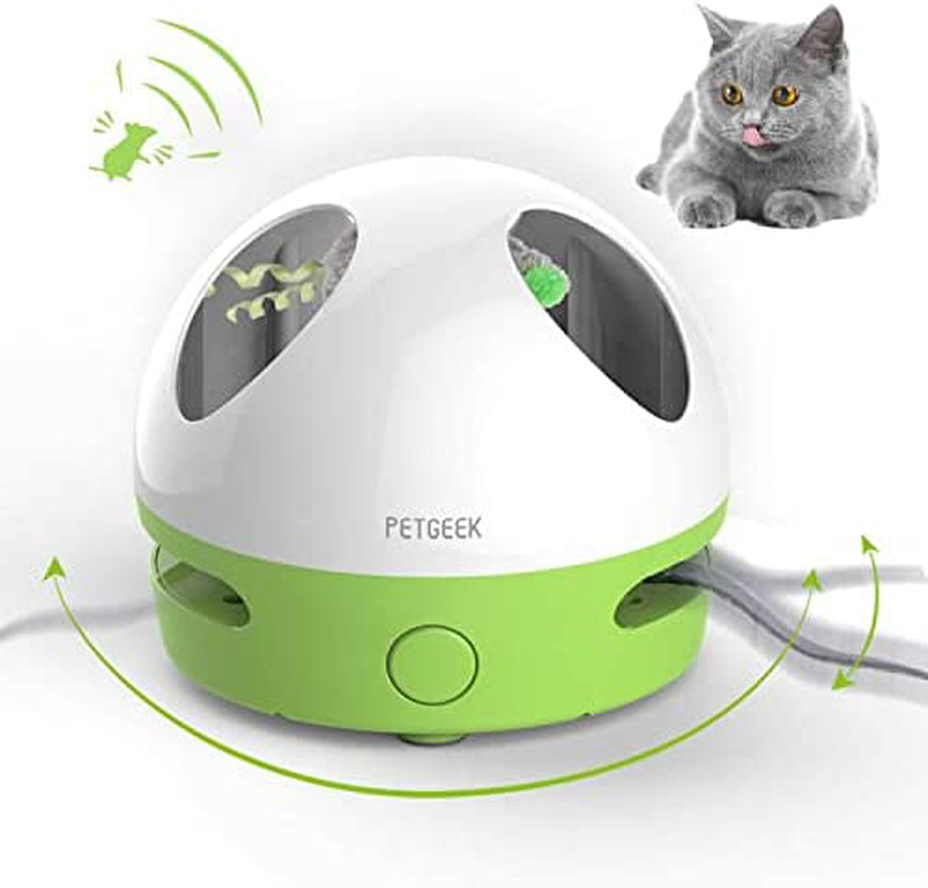 PETGEEK Interactive Cat Toy, Cat Toys with Squeaky Mouse, Automatic Motion Cat Toy Included Catnip Filled Mouse Teaser, Cat Toys for Indoor Cats Exercise & Game Animals & Pet Supplies > Pet Supplies > Cat Supplies > Cat Toys PETGEEK Hiding Mouse  