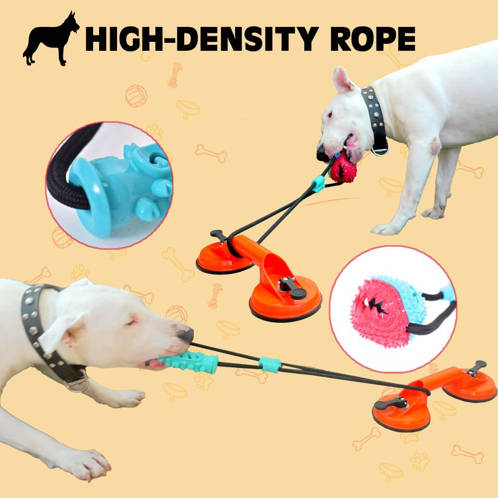 SELAPET Dog Toy Set of 2 Toys with Suction Cup - Tug of War Style with Rope, Dogs Interactive Ball, Large Aggressive Chewers & Puppy - Wear-Resistant Pull, Teeth-Cleaning Chew, Multifunctional Design Animals & Pet Supplies > Pet Supplies > Dog Supplies > Dog Toys SELAPET   