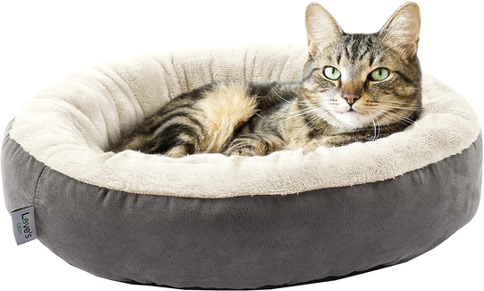 Love'S Cabin round Donut Cat and Dog Cushion Bed, 20In Pet Bed for Cats or Small Dogs, Anti-Slip & Water-Resistant Bottom, Super Soft Durable Fabric Pet Supplies, Machine Washable Luxury Cat & Dog Bed Animals & Pet Supplies > Pet Supplies > Cat Supplies > Cat Beds Love's cabin Grey  