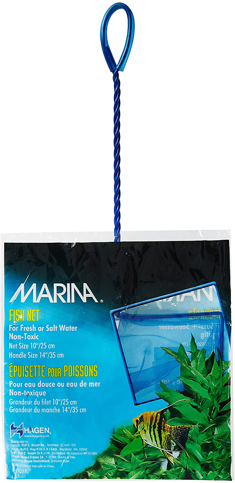 Marina 10-Inch Blue Fine Nylon Net with 14-Inch Handle, Aquarium  Maintenance Tool, Blue, 11278