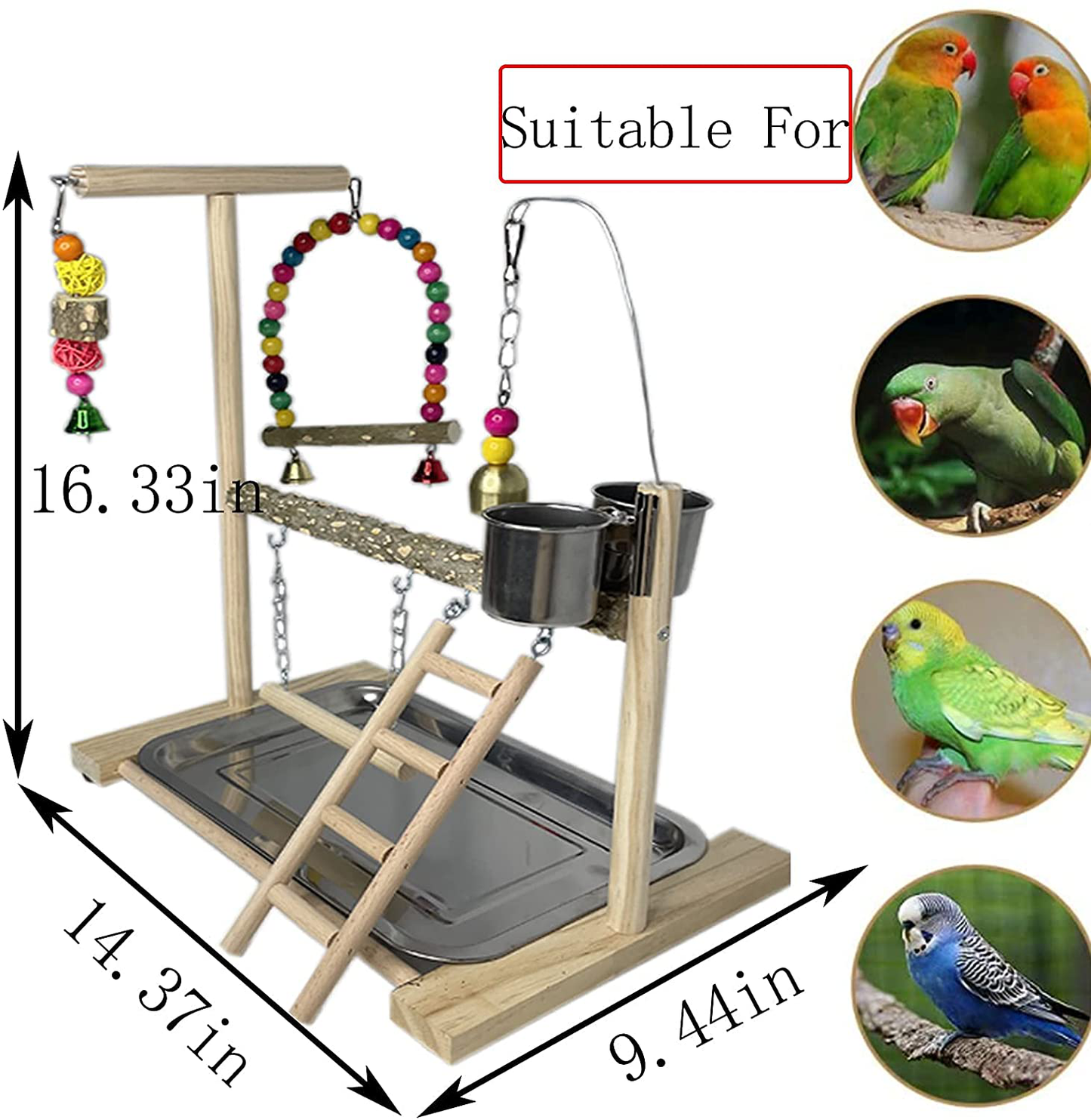 Tfwadmx Bird Playground Parrots Play Stand Birdcage Play Stand Play Gym Parakeet Ladders Exercise with Feeder Cups for Cockatoo Lovebirds Smallbirds Conure Cockatiel Cage Accessories Toy Animals & Pet Supplies > Pet Supplies > Bird Supplies > Bird Cage Accessories Tfwadmx   