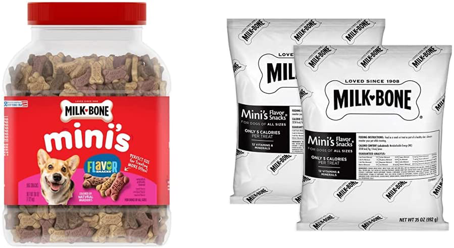 Milk-Bone Flavor Snacks Dog Treats Animals & Pet Supplies > Pet Supplies > Dog Supplies > Dog Treats Milk-Bone Mini 36 Ounce + Refill Bundle 